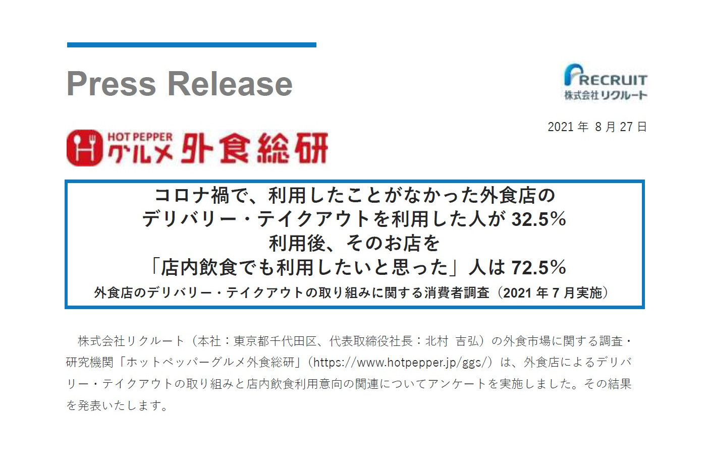 デリバリー テイクアウトがきっかけで 店内飲食でも利用したいと思った 人は72 5 ホットペッパーグルメ消費者調査 グルメ Watch