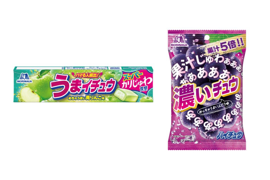 森永製菓 カリじゅわ食感の うまイチュウ 青りんご味 と5倍のぶどう果汁使用した 濃いチュウ ぶどう グルメ Watch