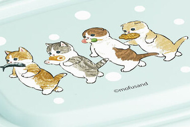 ローソン、もふもふにゃんこ「mofusand」のフードコンテナ/歯ブラシ