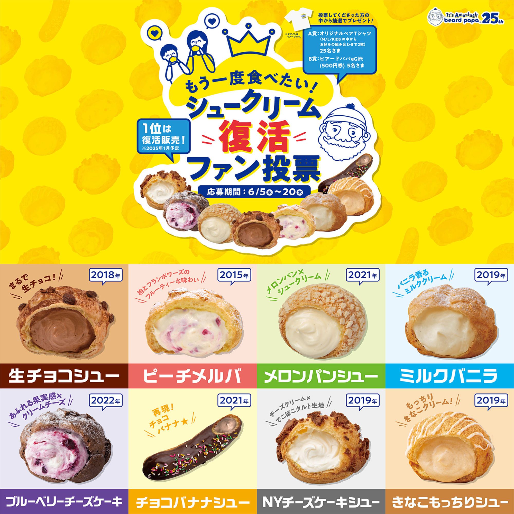 ビアードパパ「シュークリーム復活ファン投票」結果発表。1位は復活