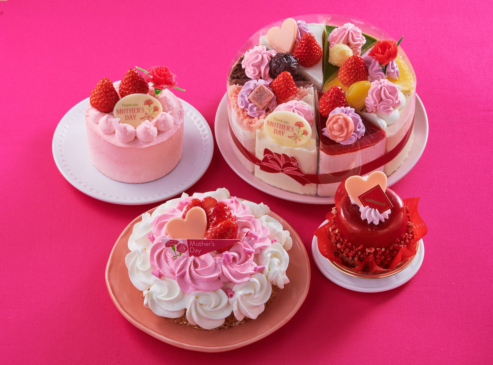 シャトレーゼ、ピンクや赤が華やかな「母の日ケーキ」限定発売。8種を