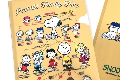 スヌーピーと仲間たち「PEANUTS」の相関図が分かるクリアファイルの