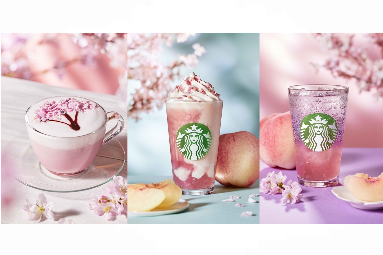 スターバックス、桜味も白桃も楽しめる「SAKURAビバレッジ」3種発売