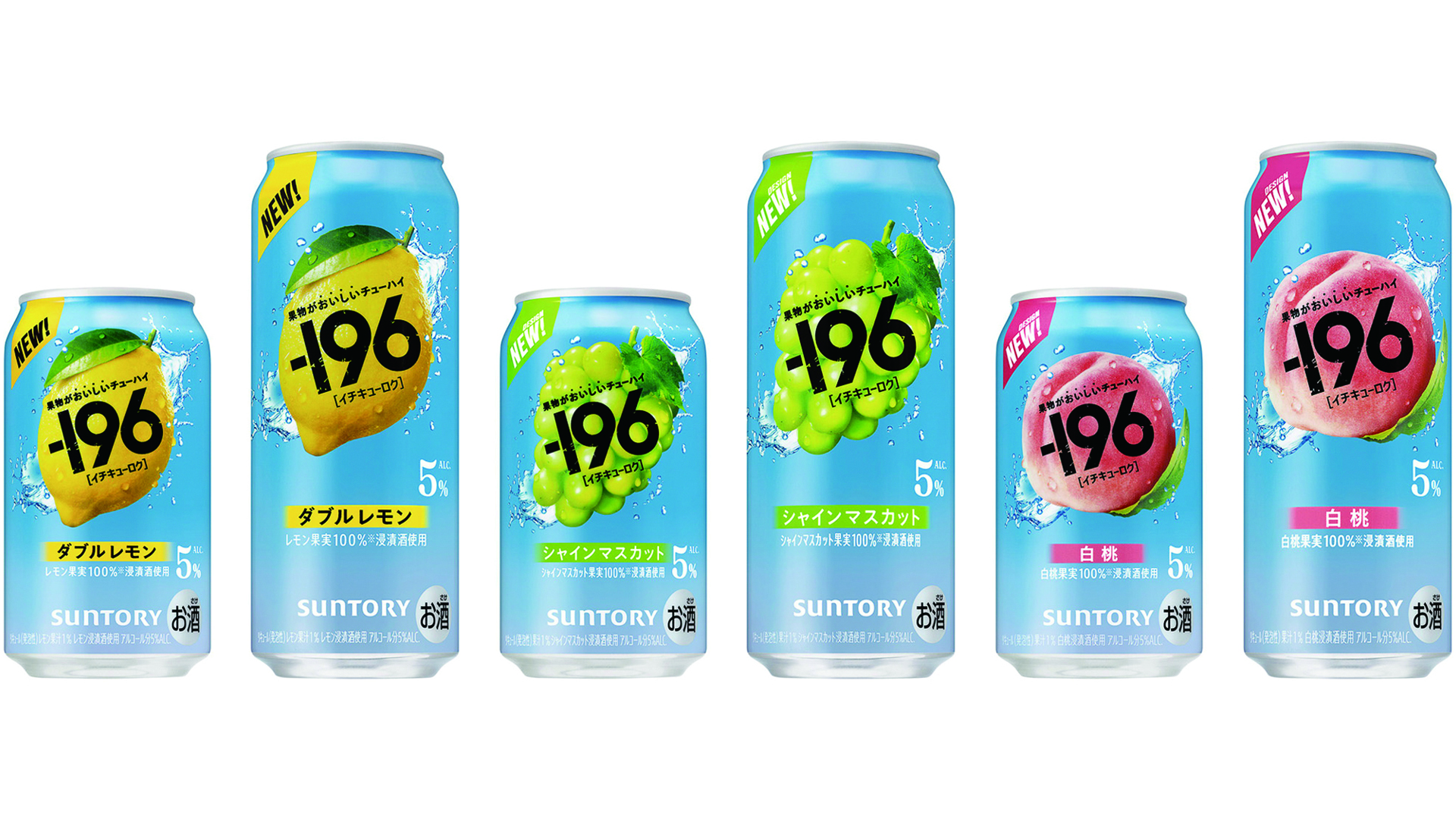 サントリー「－196」定番3種がリニューアル。「ダブルレモン」に名称