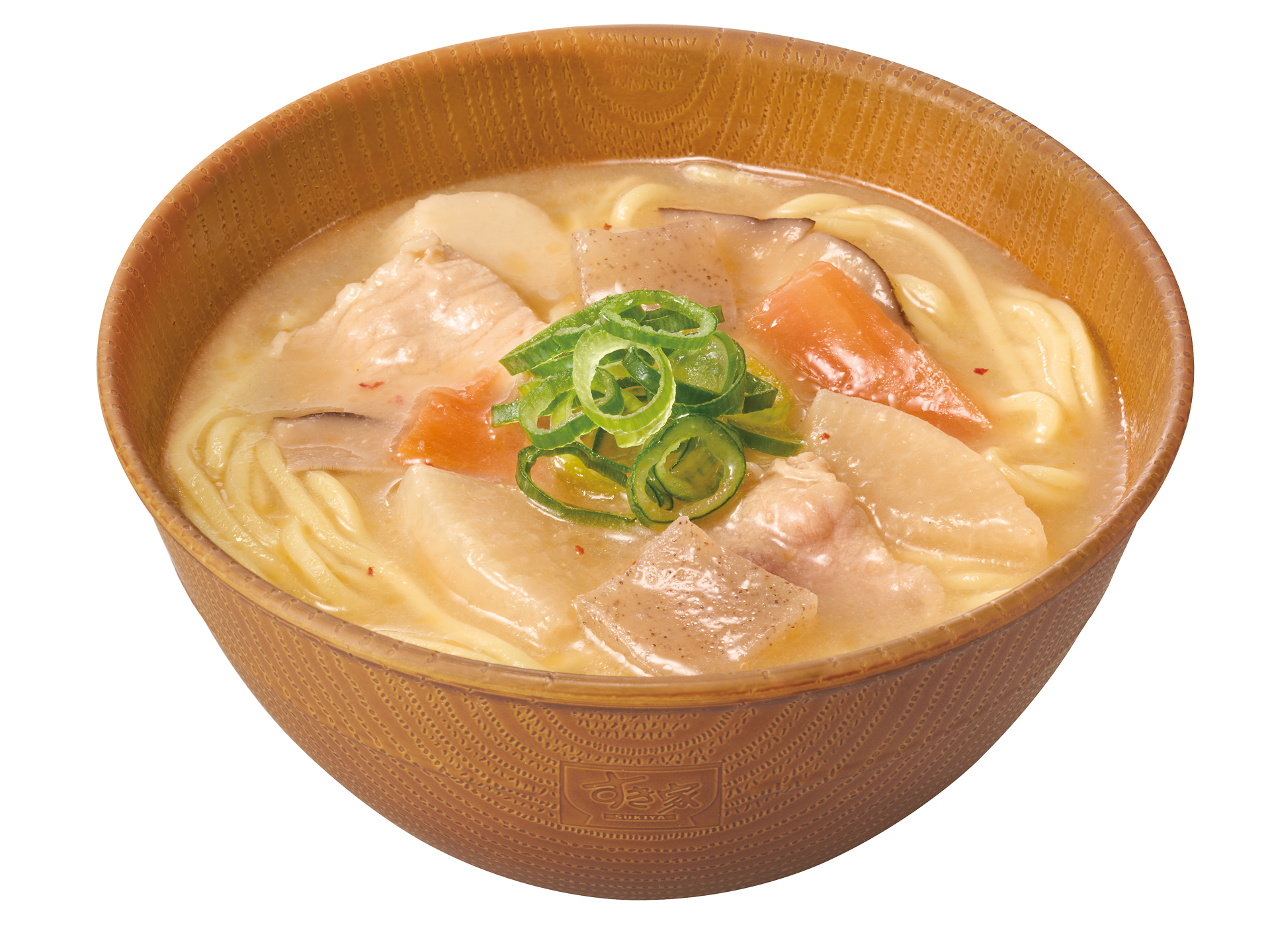 すき家「とん汁みそらーめん」発売。定番とん汁に麺と特製タレを合わせ