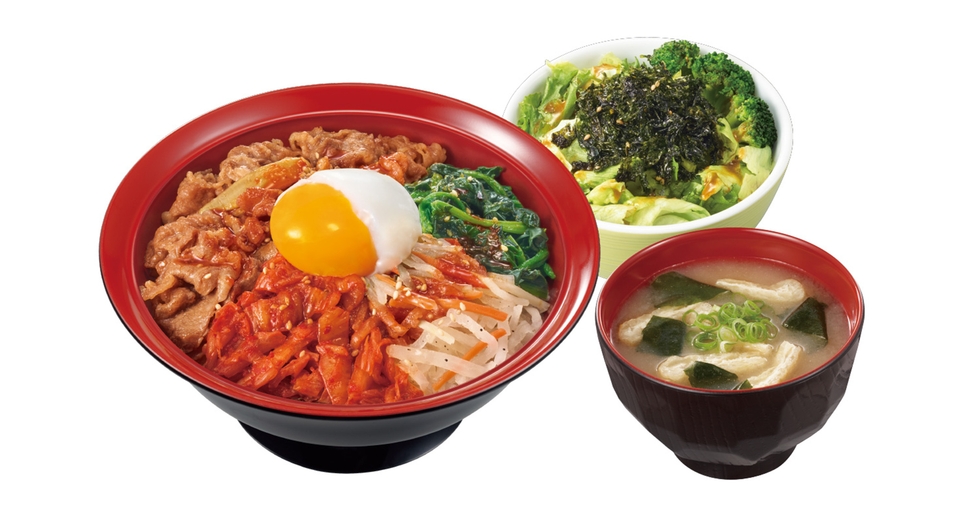 すき家、牛肉と野菜のナムルもたっぷり！「おんたまビビンバ牛丼」を