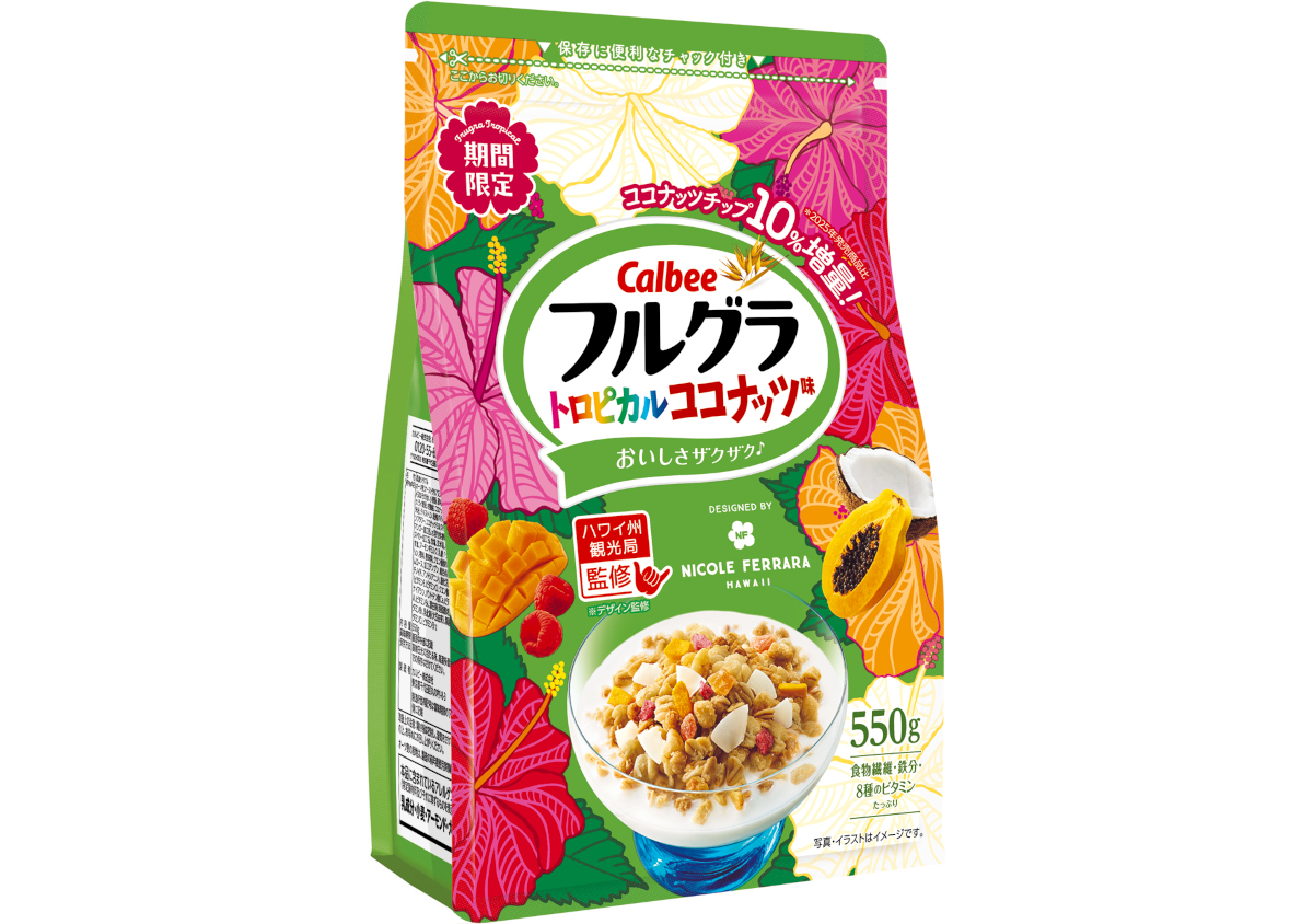 カルビー、夏の定番フレーバー「フルグラ トロピカルココナッツ味